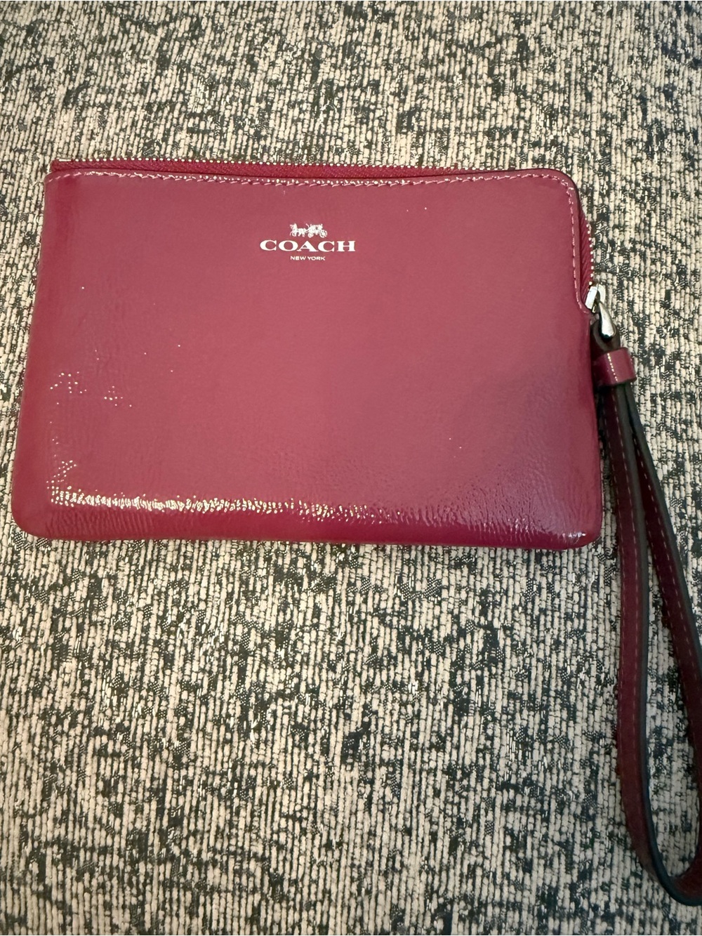 Coach Patent Leather Wristlet in Berry